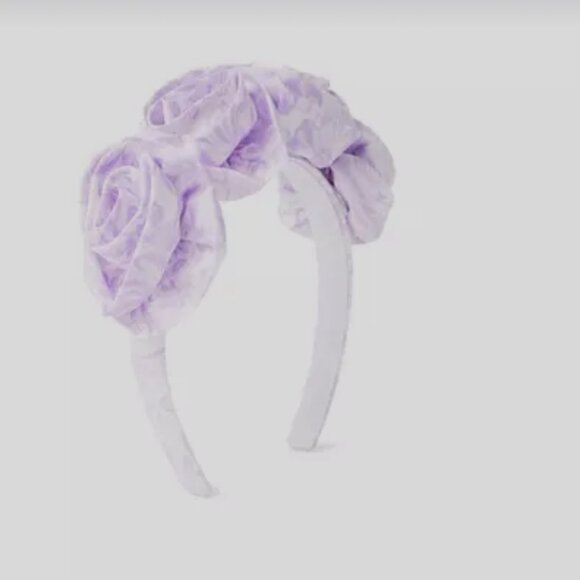 JANIE AND JACK Girl's Floral Rosette Headband Purple - Picture 4 of 10